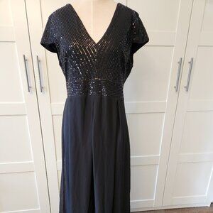 SHEIN Black Sequin Maxi Dress V-Neck Dolman Sleeves